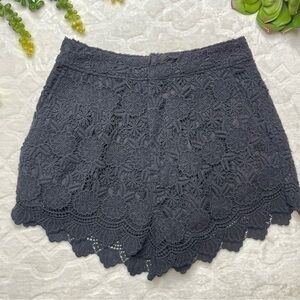 Moussy Floral Lace High Waisted 100% Cotton Shorts in Black Women's 1/ US Small